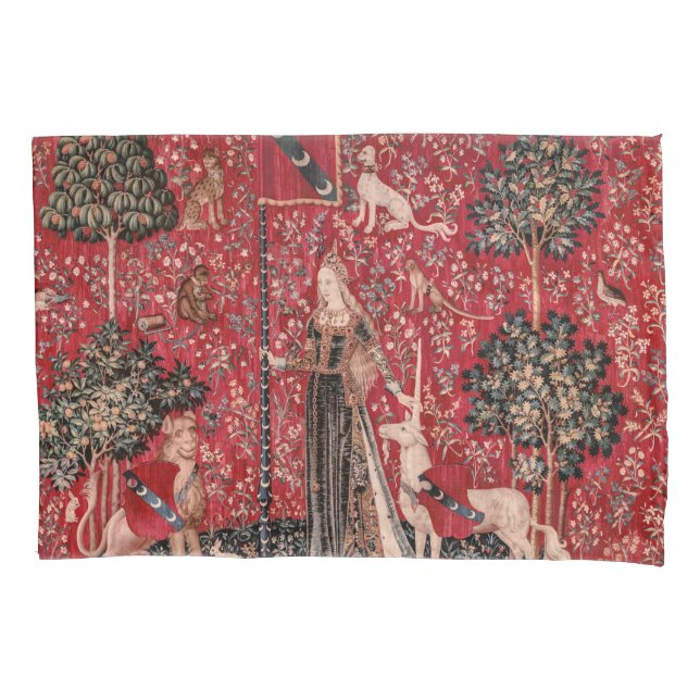 Lady and Unicorn Medieval Tapestry Touch Pillowcase (Front)