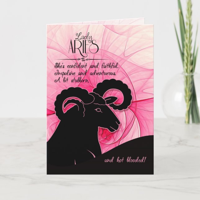 Lady Aries Birthday March 21st thru April 19th Card (Front)