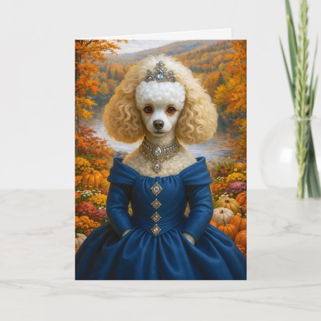 Lady Autumn , Poodle Blank Card (Front)