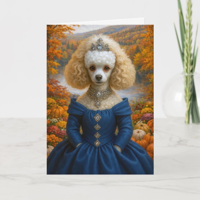 Lady Autumn , Poodle Blank Card (Front)