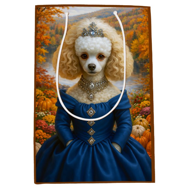 Lady Autumn , Poodle  Medium Gift Bag (Front)