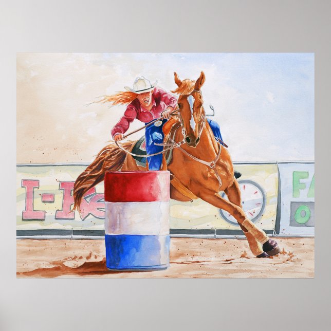 Lady Barrel Racer. Western Contesting. Poster (Front)