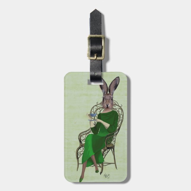 Lady Bella Rabbit Taking Tea 3 Luggage Tag (Front Vertical)