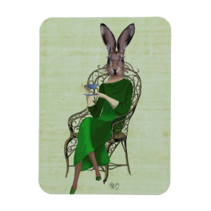 Lady Bella Rabbit Taking Tea 3 Magnet