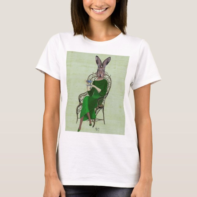 Lady Bella Rabbit Taking Tea 3 T-Shirt (Front)