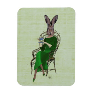 Lady Bella Rabbit Taking Tea 4 Magnet