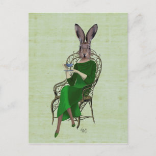 Lady Bella Rabbit Taking Tea 4 Postcard