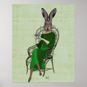 Lady Bella Rabbit Taking Tea Poster