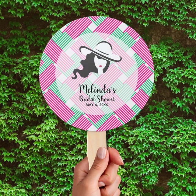 Lady Big Hat Derby Theme Bridal Shower Hand Fan (Creator Uploaded)
