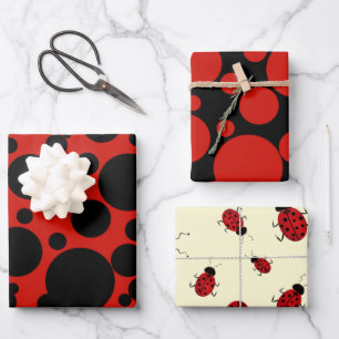 Lady Bird Theme Wrapping Paper Flat Sheet Set of 3
