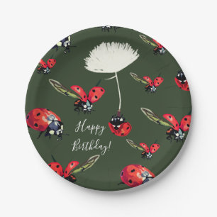 Lady birds Custom Birthday  Paper Plates