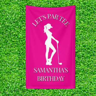 Lady Birthday with a Golf-Themed Bash Banner