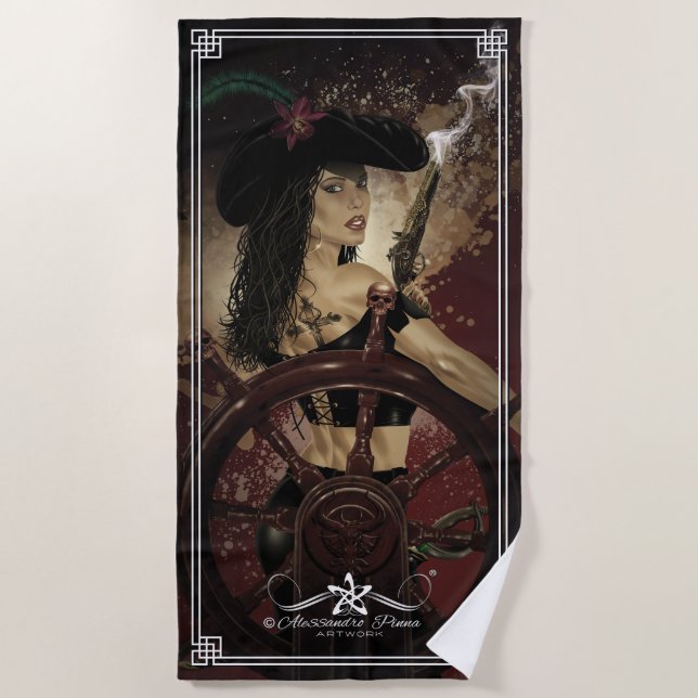 Lady Black Corsair Beach Towel (Front)