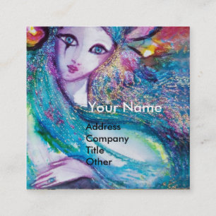 LADY BLUE MASK Elegant,Beauty Salon, Makeup Artist Square Business Card