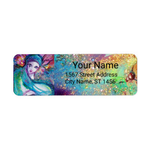 LADY BLUE MASK Pink Green Gold Floral Sparkles