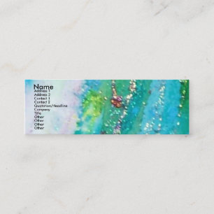 LADY BLUE MASK Venetian Masquerade Teal Sparkles Mini Business Card