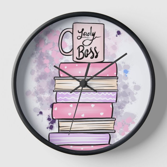 Lady Boss Books and Mug Clock (Front)