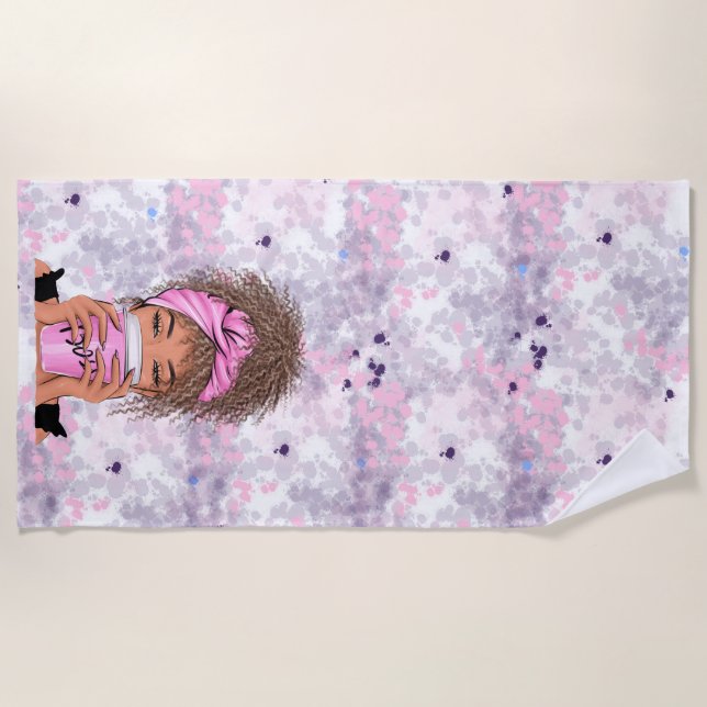 Lady Boss Life, Boss Babe Woman Bangle Bracelet Bu Beach Towel (Front)