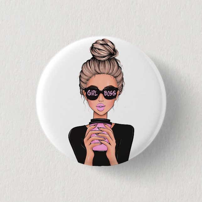 Lady Boss Life, Boss Babe Woman, Girl Boss Sterlin 3 Cm Round Badge (Front)