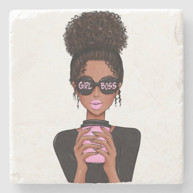 Lady Boss Life, Boss Babe Woman, Girl Boss Stone Coaster (Front)