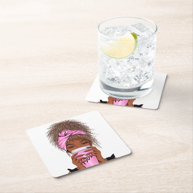 Lady Boss Life, Boss Babe Woman Two-Tone Coffee Mu Square Paper Coaster (Insitu)