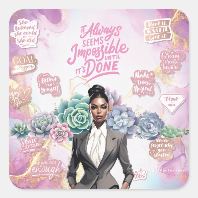 Lady Boss Motivational Achievement  Square Sticker (Front)