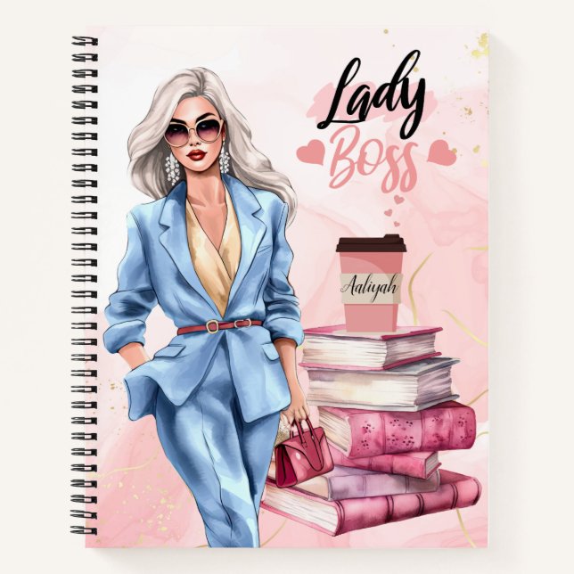Lady Boss Pink business woman  Notebook (Front)