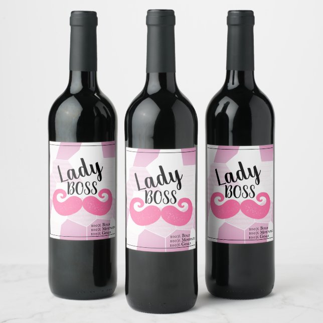 Lady Boss / Pink Moustache Wine Label (Bottles)