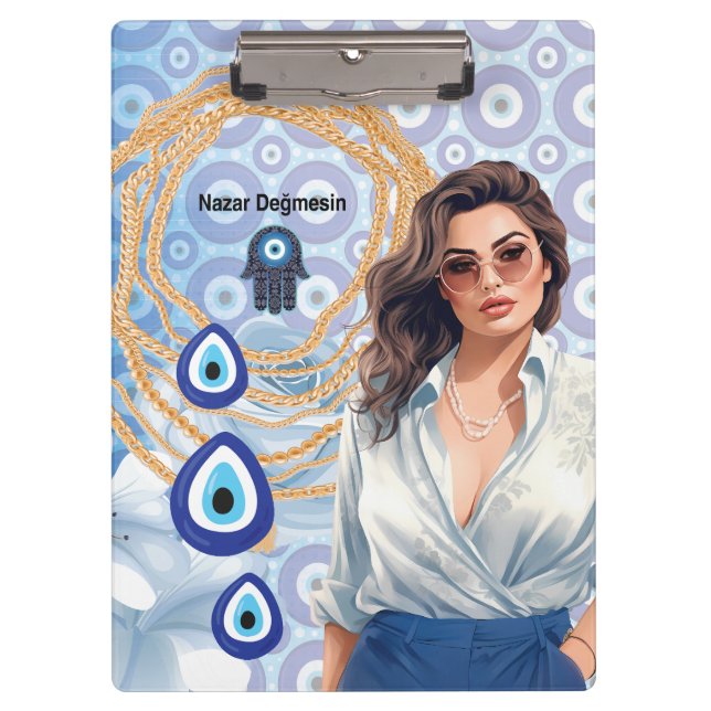 Lady Boss Turkish evil eye, good luck business  Clipboard (Front)