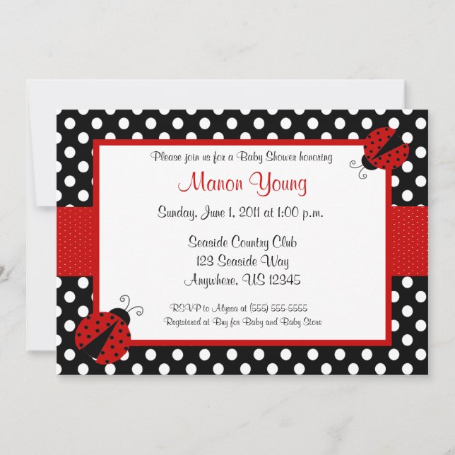 Lady Bug Baby or Bridal Shower Invitation (Front)