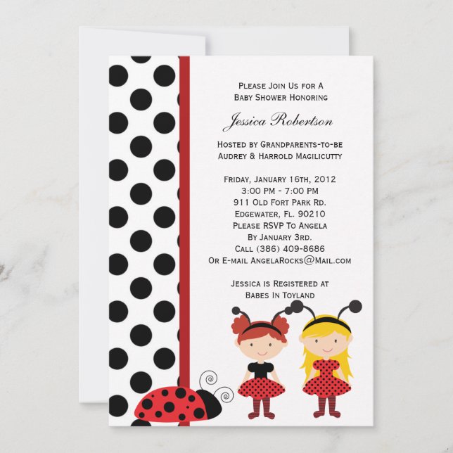 Lady Bug Baby Shower Invitation (Front)