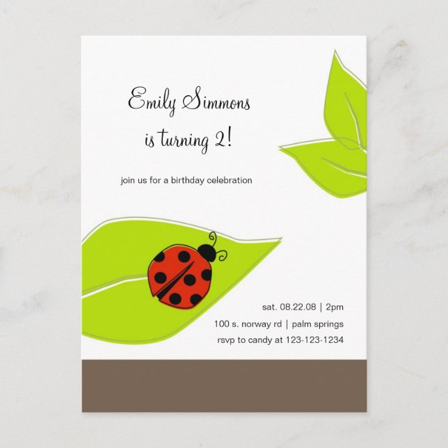 Lady Bug birthday invitation (Front)