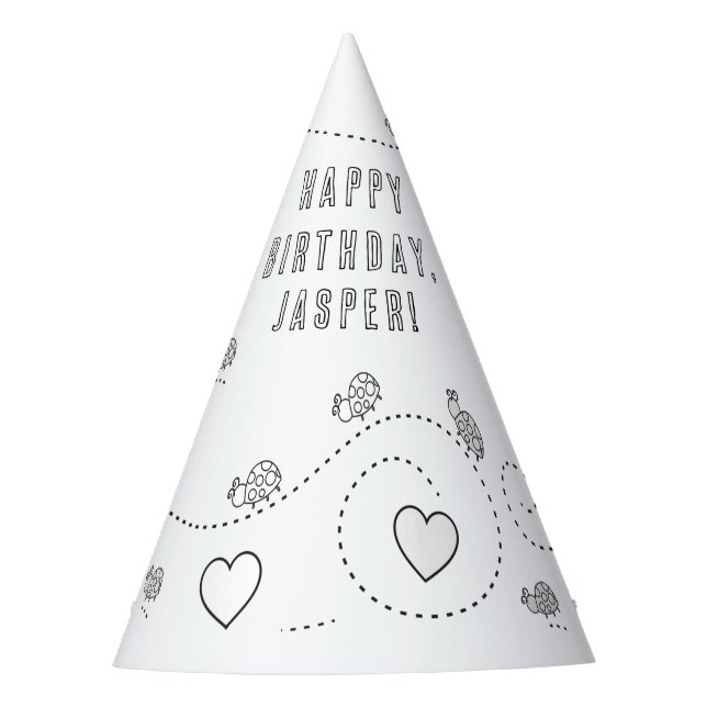 Lady Bug Birthday Party - Colour Your Own Party Ha Party Hat (Front)
