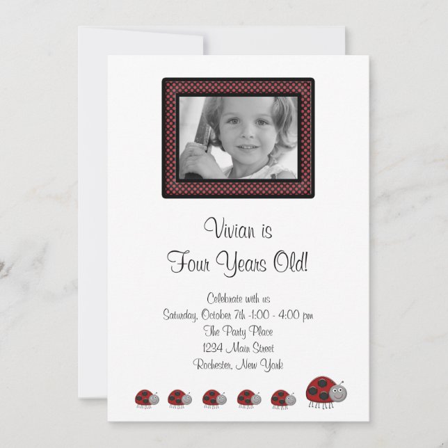 Lady Bug Birthday Party Invitations (Front)