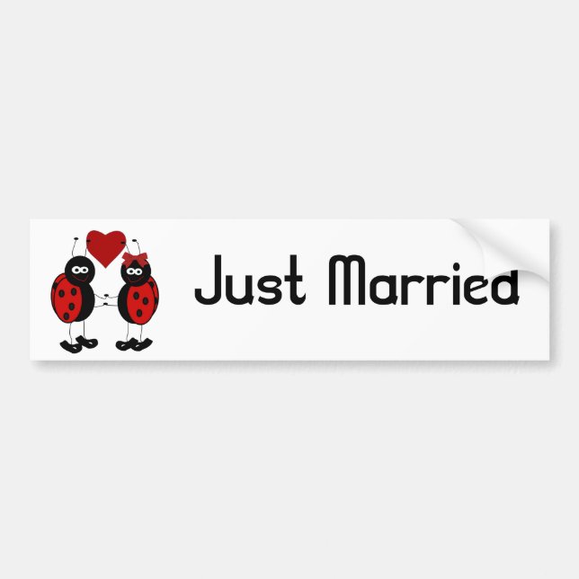 Lady Bug Couple Just Married Bumper Sticker (Front)
