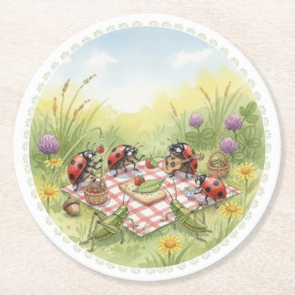 Lady bug cricket spring garden party coasters