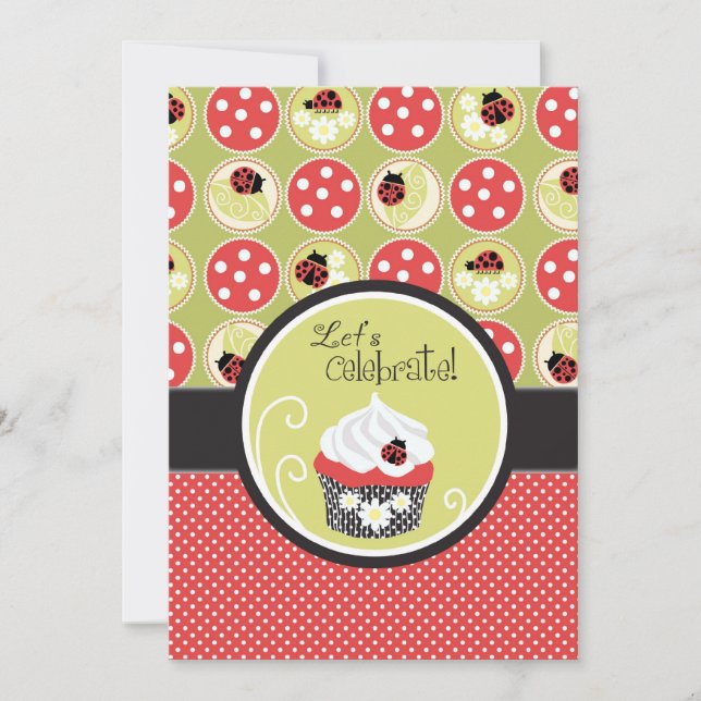Lady Bug & Cupcake Birthday Invitation (Front)