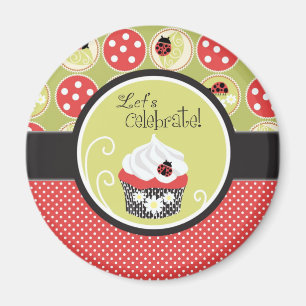 Lady Bug & Cupcake Birthday Magnet