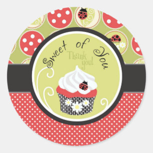 Lady Bug & Cupcake Thank You Classic Round Sticker