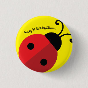 Lady Bug Cute 1st Birthday Party 3 Cm Round Badge