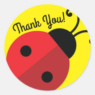 Lady Bug Cute 1st Birthday Party Classic Round Sticker