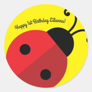 Lady Bug Cute 1st Birthday Party Classic Round Sticker