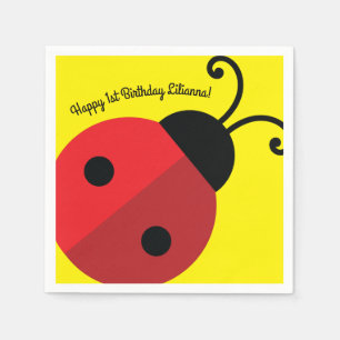 Lady Bug Cute 1st Birthday Party Napkin