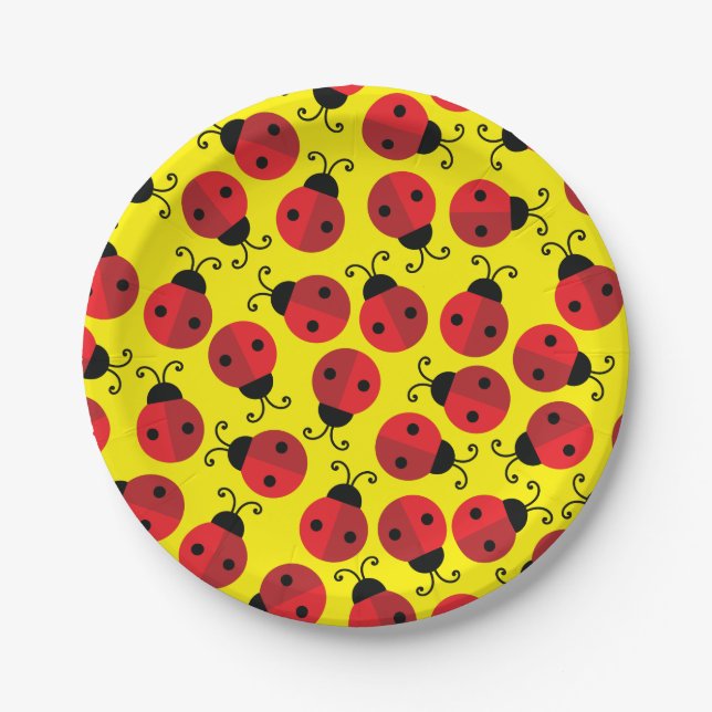Lady Bug Cute 1st Birthday Party Paper Plate (Front)