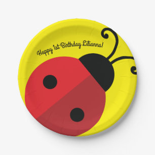 Lady Bug Cute 1st Birthday Party Paper Plate