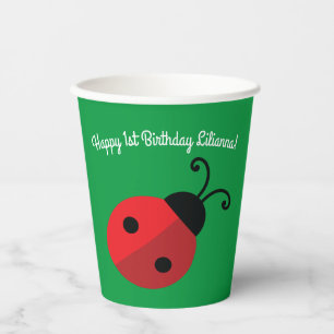 Lady Bug Cute Kids 1st Birthday Party Paper Cups
