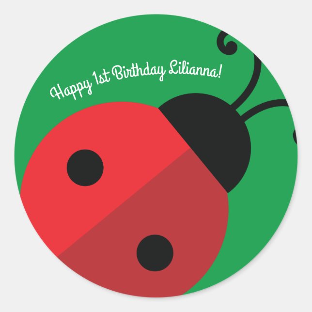Lady Bug Cute Kid's Ladybug Birthday Party Classic Round Sticker (Front)
