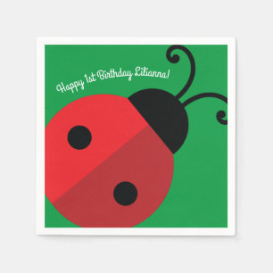 Lady Bug Cute Kid's Ladybug Birthday Party Napkin