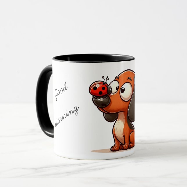 Lady Bug Dachshund Mug (Front Left)