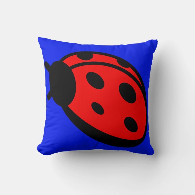 Lady Bug Dark Blue Throw Pillow (Front)